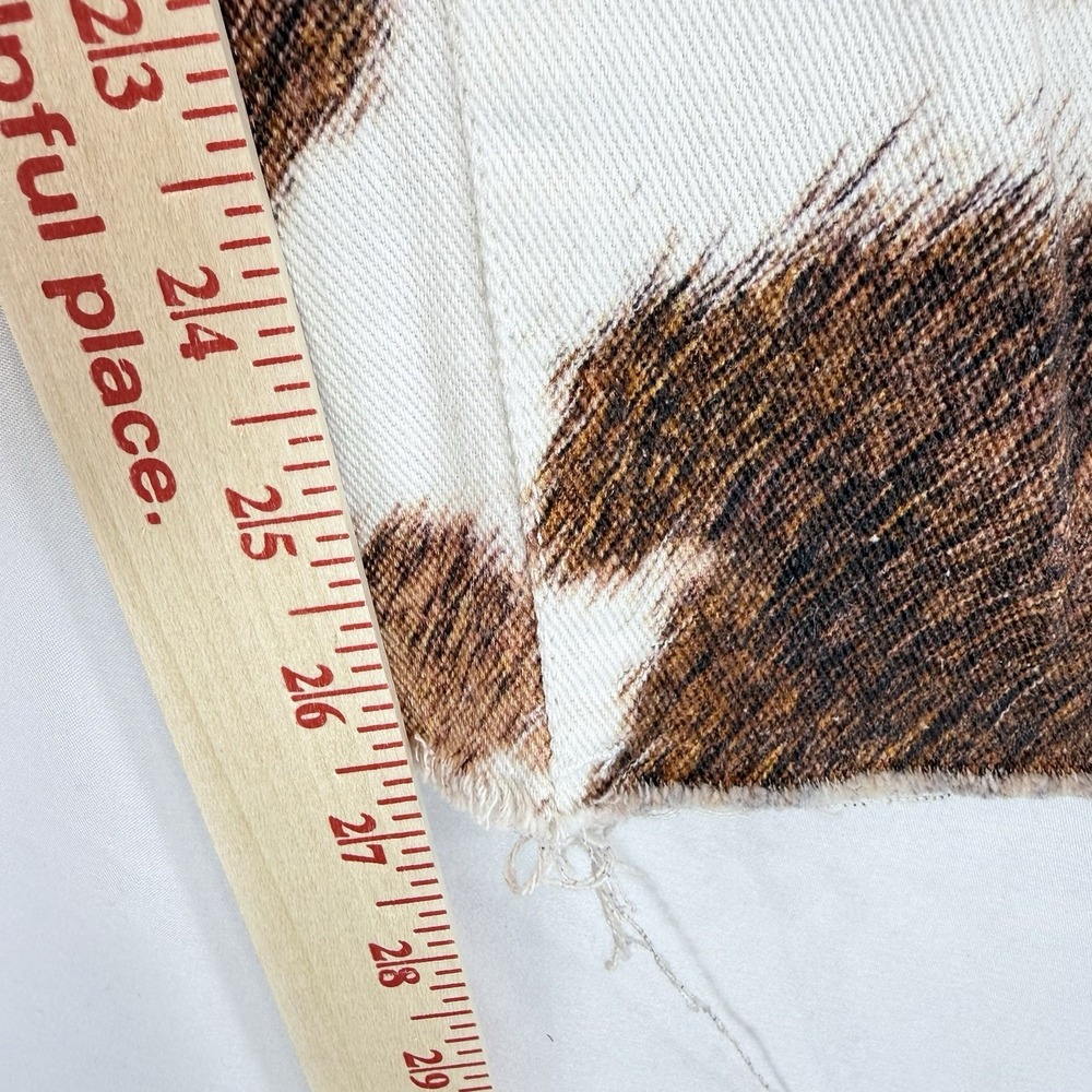 Cider Cow Print Jeans Women M Brown White High Rise Wide Leg Western Y2K Ranch - Picture 7 of 10